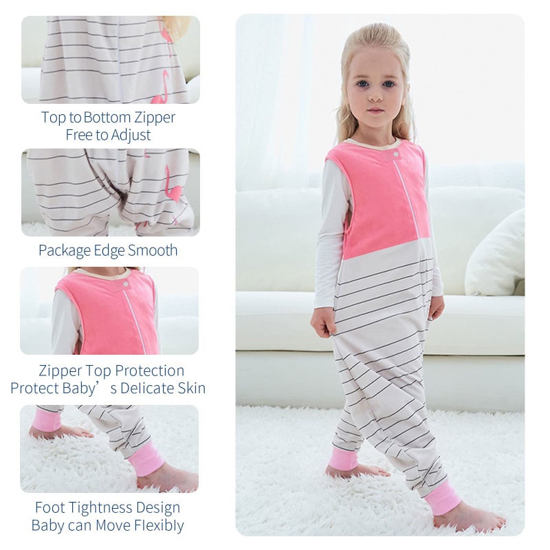 MICHLEY Toddler Sleeping Sack with Feet Newborn Infant Sleeveless Sleeping Bag 2-way Zipper Baby Wearable Blanket for Walkers,Pink Bird,1-3T - Image 3